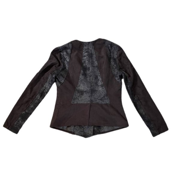 DKNY Black Faux Suede Lightweight Asymmetrical Jacket Vintage - Picture 3 of 3